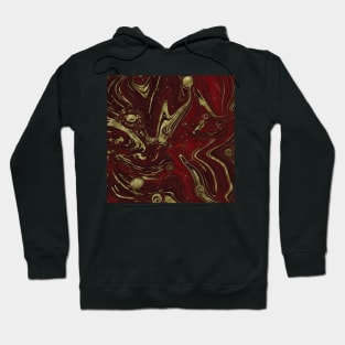 Gold Faux Glitter & Maroon Red Marble Abstract Art Hoodie